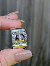 Load image into Gallery viewer, Statement chocolate zircon and Goshenite wide sterling silver ring

