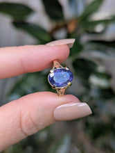 Load image into Gallery viewer, Glowing cosmic tanzanite in vintage 9ct yellow gold ring
