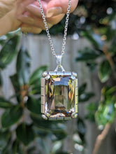 Load image into Gallery viewer, German mid century smokey quartz pendant &amp; chain in silver
