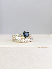 Load image into Gallery viewer, Queensland blue sapphire Heart and diamond ring 9ct white gold
