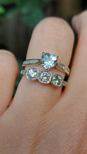 Load image into Gallery viewer, Aquamarine and diamond heart ring 9ct white gold
