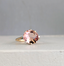 Load image into Gallery viewer, Baby pink natural tourmaline in vintage 9ct yellow and white gold
