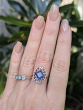 Load image into Gallery viewer, Handmade Art Deco ring with tanzanite in 10k
