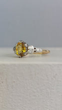 Load image into Gallery viewer, Bright yellow Art deco Sapphire and diamond ring 18ct yellow and white gold
