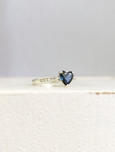 Load image into Gallery viewer, Queensland blue sapphire Heart and diamond ring 9ct white gold
