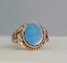 Load image into Gallery viewer, Australian Opal doublet c1930s rosey 9ct gold ring
