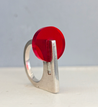 Load image into Gallery viewer, 1980s cherry lucite sterling silver ring by Tego
