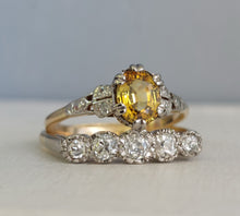 Load image into Gallery viewer, Bright yellow Art deco Sapphire and diamond ring 18ct yellow and white gold
