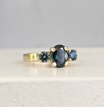 Load image into Gallery viewer, Parti sapphire harlequin trilogy in 9ct yellow gold
