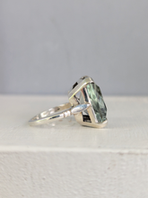Load image into Gallery viewer, Refreshing prasiolite in vintage sterling silver cocktail ring
