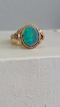 Load image into Gallery viewer, Australian Opal doublet c1930s rosey 9ct gold ring
