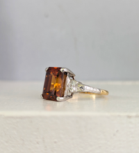 Load image into Gallery viewer, Art Deco c1930 zircon and diamond in 18ct yellow and white gold ring
