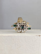 Load image into Gallery viewer, Brutalist Emerald dream boat c1970s 9ct yellow and white gold.
