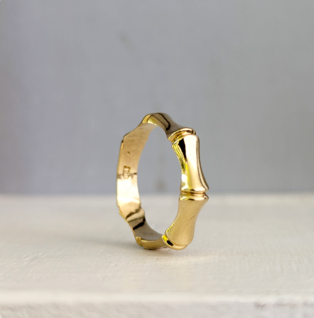 Vintage bamboo band c1980s 9ct yellow gold