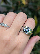Load image into Gallery viewer, Parti sapphire signet with diamonds in 10ct white gold
