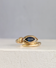 Load image into Gallery viewer, Serpent sapphire protection ring 9ct yellow gold
