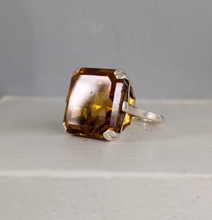 Load image into Gallery viewer, Huge 23ct vintage cognac citrine cocktail ring sterling silver
