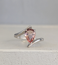 Load image into Gallery viewer, Pink cherry blossom tourmaline in 9ct white gold bypass ring
