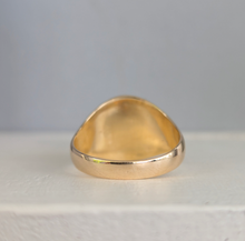 Load image into Gallery viewer, Aquamarine Cabochon signet in vintage 9ct yellow gold
