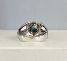 Load image into Gallery viewer, Parti sapphire signet with diamonds in 10ct white gold
