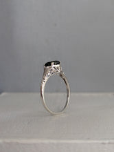 Load image into Gallery viewer, Vintage Parti sapphire in silver filigree ring
