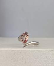 Load image into Gallery viewer, Pink cherry blossom tourmaline in 9ct white gold bypass ring
