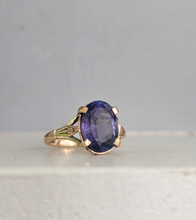 Load image into Gallery viewer, Glowing cosmic tanzanite in vintage 9ct yellow gold ring
