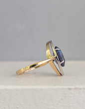 Load image into Gallery viewer, Handmade Art Deco ring with tanzanite in 10k
