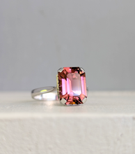Load image into Gallery viewer, Vibrant vintage Italian Pink tourmaline 18ct white gold.
