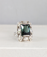 Load image into Gallery viewer, 'Monets Gardens' French made green spinel silver ring c1930s
