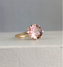 Load image into Gallery viewer, Baby pink natural tourmaline in vintage 9ct yellow and white gold
