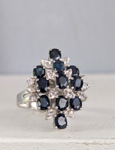 Load image into Gallery viewer, Vintage midnight blue sapphires in sterling silver Brutalist c1970s
