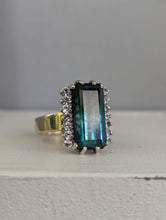 Load image into Gallery viewer, The blue lagoon tourmaline and zircons in 9ct yellow and white gold
