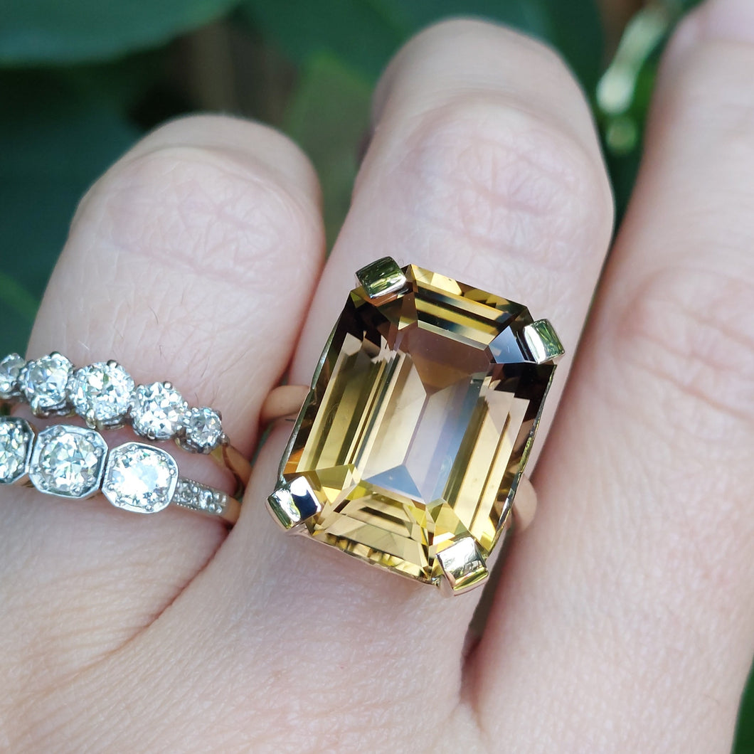 Citrine cocktail ring 9ct yellow gold