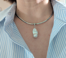 Load image into Gallery viewer, Baroque pearl on vintage Italian omega in sterling silver 925
