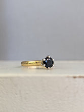 Load image into Gallery viewer, Bright dark blue Australian sapphire in handmade 18ct yellow and white gold
