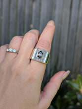 Load image into Gallery viewer, Statement chocolate zircon and Goshenite wide sterling silver ring
