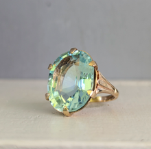 Load image into Gallery viewer, Vintage aquamarine ring c1960s Birmigham in yellow gold
