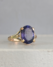 Load image into Gallery viewer, Glowing cosmic tanzanite in vintage 9ct yellow gold ring
