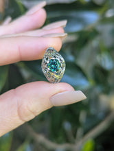 Load image into Gallery viewer, c1925 Art deco Green sapphire bombe ring in platinum and 18ct yellow gold
