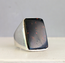 Load image into Gallery viewer, Large vintage German bloodstone signet in silver
