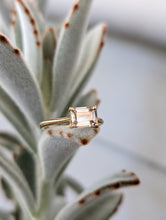 Load image into Gallery viewer, Pink champagne Harts Ranges zircon rectangular cut 9ct yellow gold
