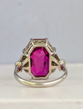 Load image into Gallery viewer, Vibrant 1930s ruby and diamond ring 18ct white gold
