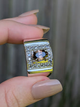 Load image into Gallery viewer, Statement chocolate zircon and Goshenite wide sterling silver ring
