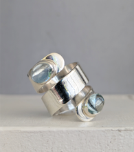 Load image into Gallery viewer, 'All wrapped up' vintage aquamarine cabochon ring in sterling silver.
