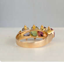 Load image into Gallery viewer, Australian Harlequin four stone ring 18ct rosey gold
