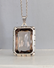 Load image into Gallery viewer, German mid century smokey quartz pendant &amp; chain in silver
