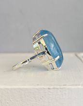 Load image into Gallery viewer, Glowing Aquamarine cabochon in sterling silver
