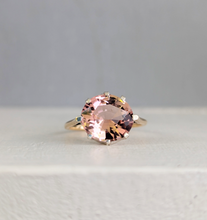 Load image into Gallery viewer, Baby pink natural tourmaline in vintage 9ct yellow and white gold
