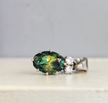 Load image into Gallery viewer, Luminous Australian parti sapphire &amp; diamond pendant 9ct white gold
